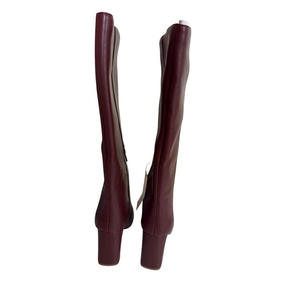 A New Day Womens Livia Tall Burgundy Knee High Boots 9.5 Block Heel Faux Leather - Picture 5 of 7
